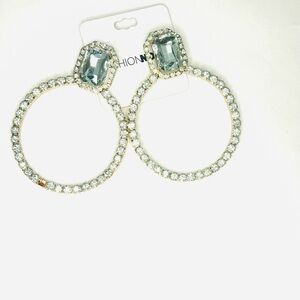 Fashion Nova Silver Crystal Statement Earrings